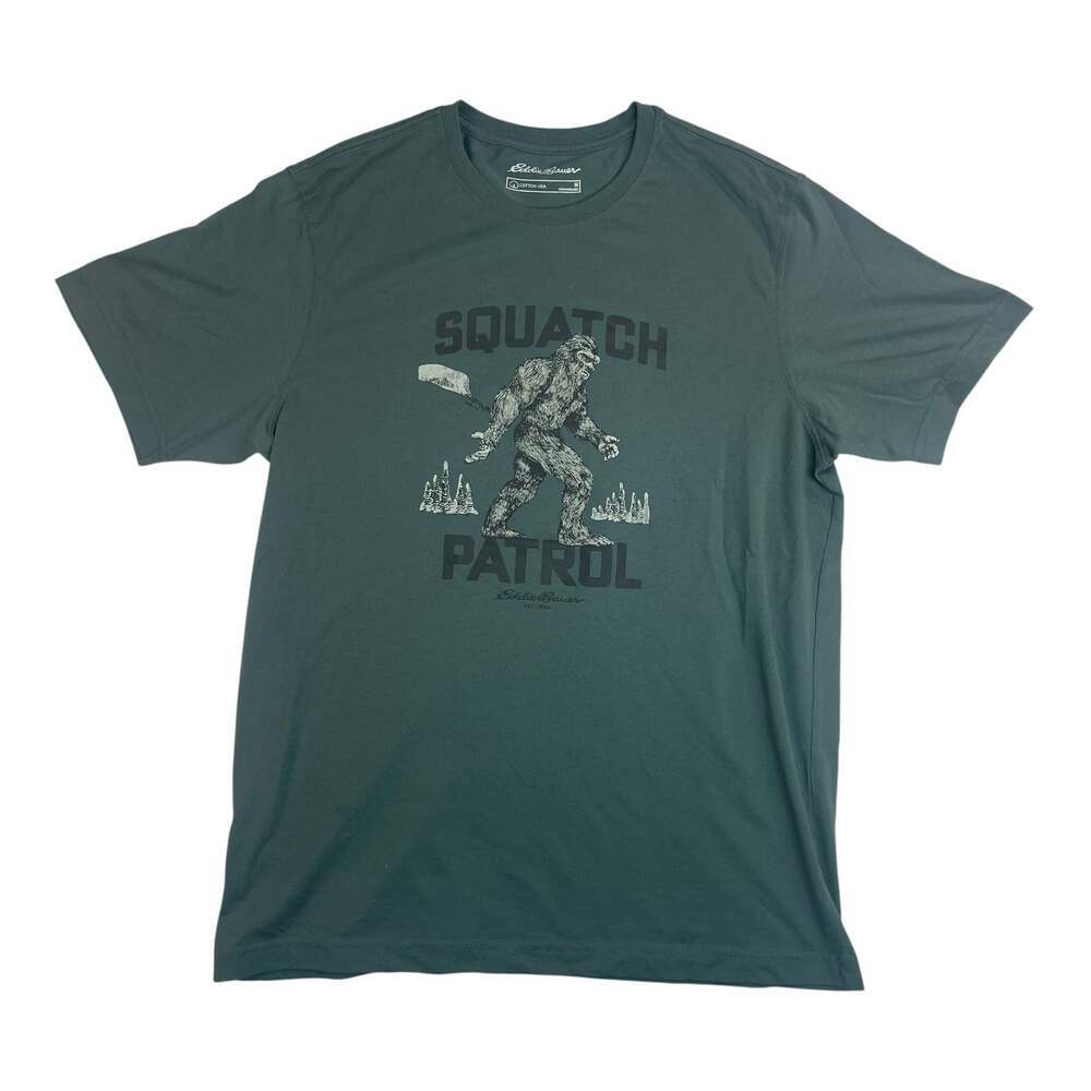 Eddie Bauer Squatch Patrol Bigfoot Graphic T Shirt Mens Medium Green